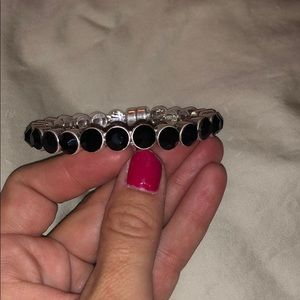 Solid black with silver